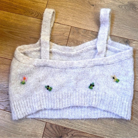 Zara alpaca knit beaded crop cami - Picture 2 of 7